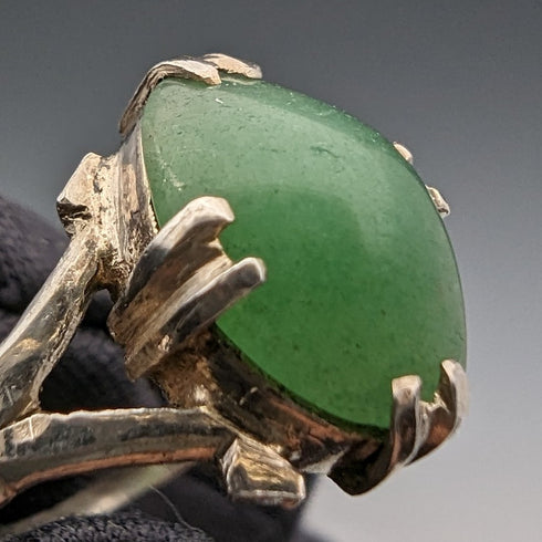 British vintage jewelry jade sterling silver ring, free size